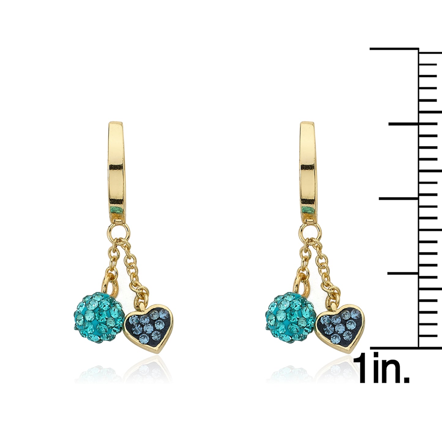 Crystal Heart & Ball Dangle Earring