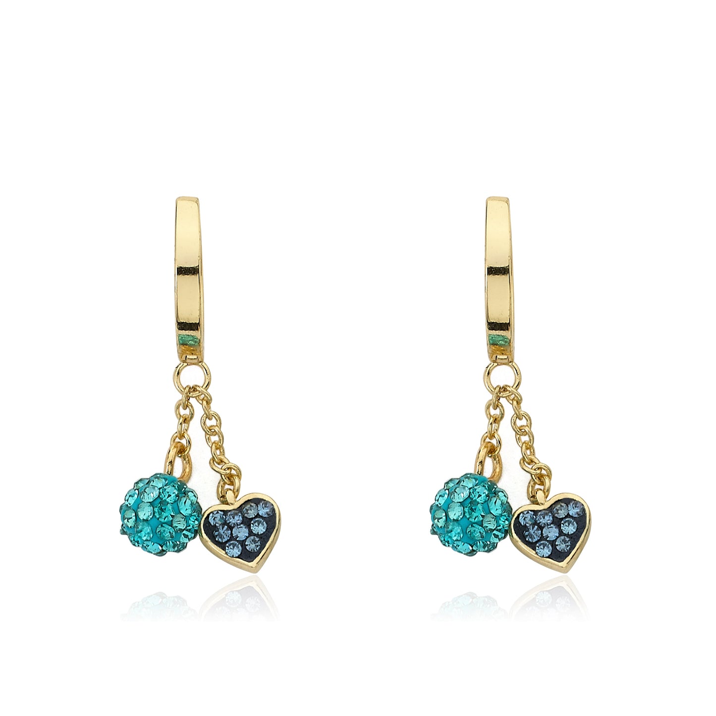 Crystal Heart & Ball Dangle Earring