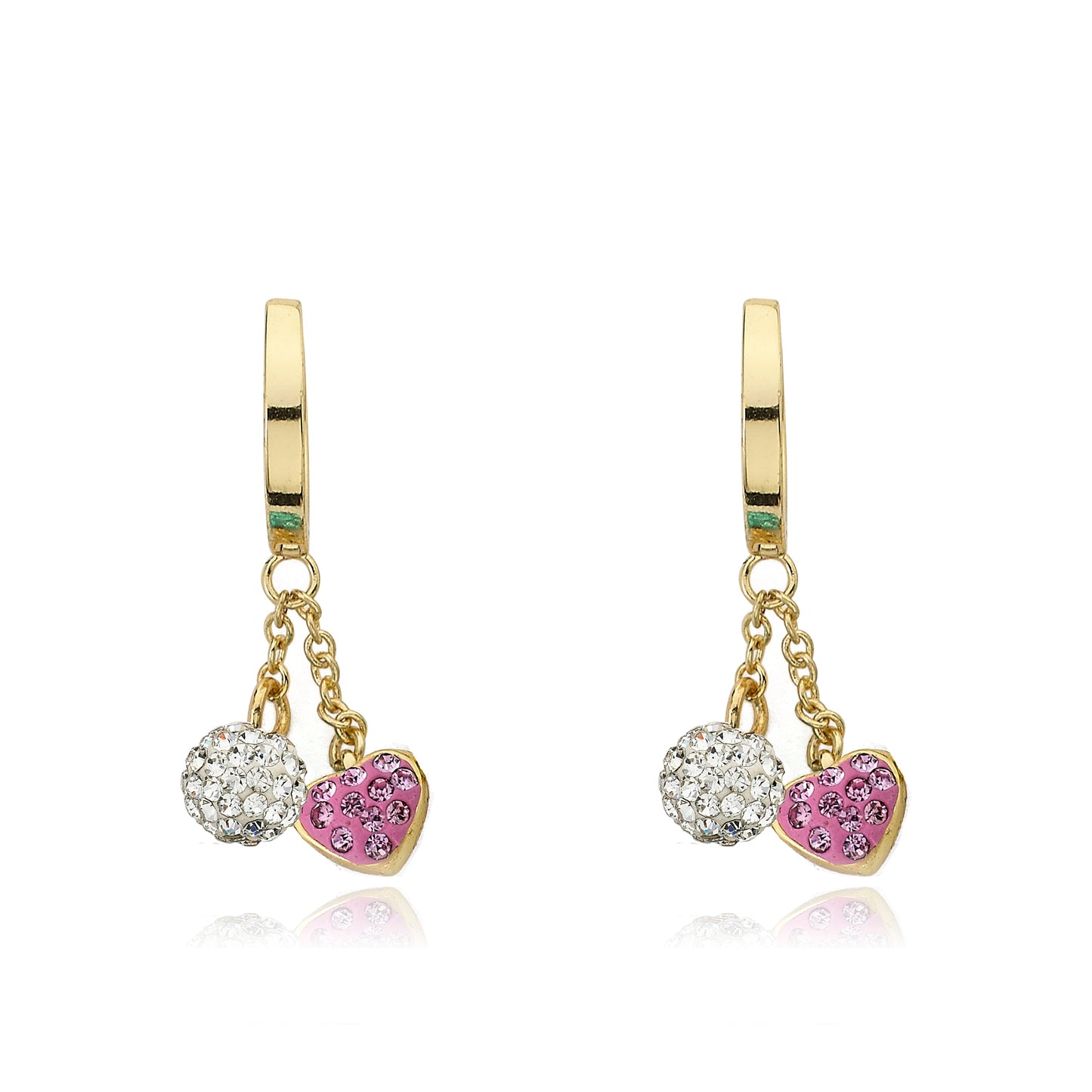 Crystal Heart & Ball Dangle Earring