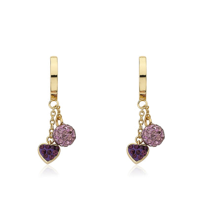 Crystal Heart & Ball Dangle Earring