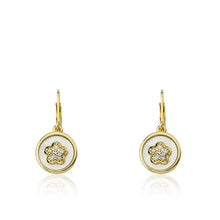 Cz Flower Coin Dangle Earring