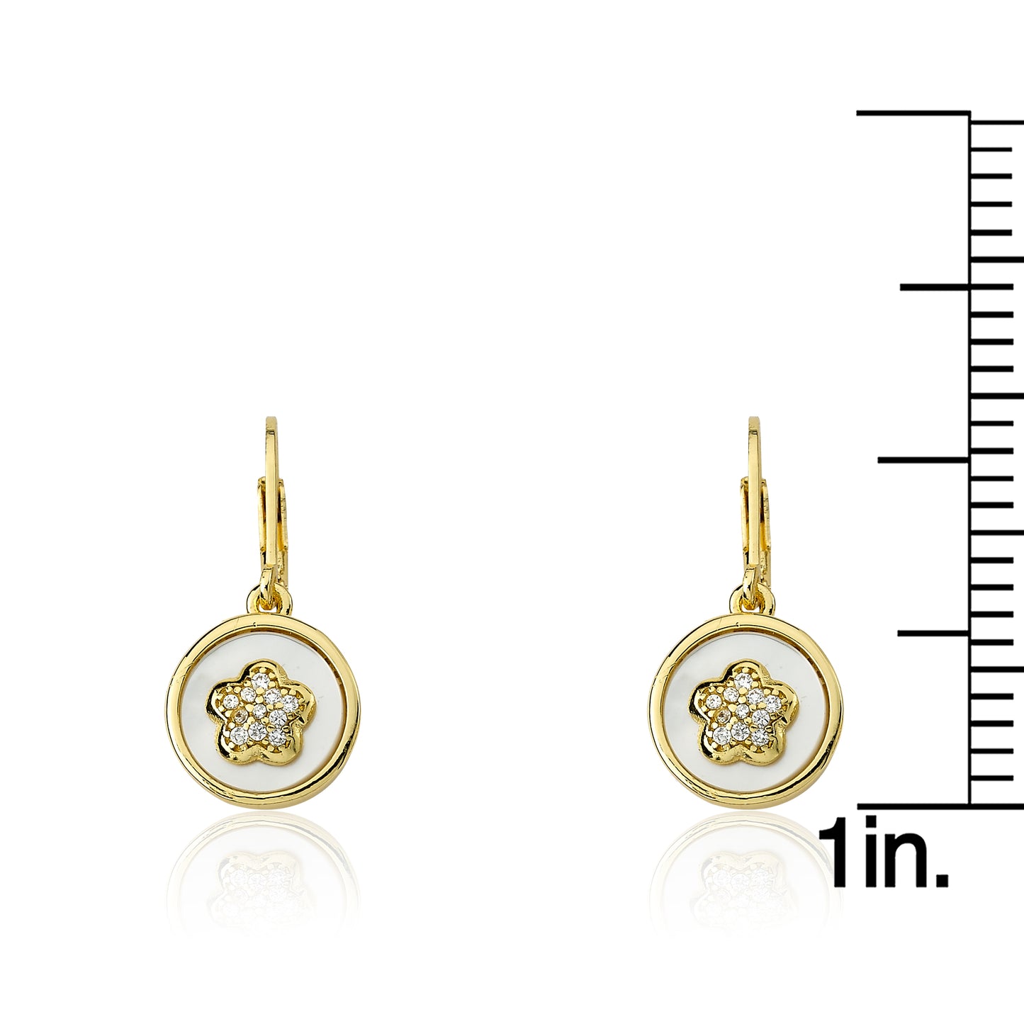 Cz Flower Coin Dangle Earring