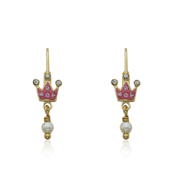 Crystal Crown & Pearl Dangle Earring
