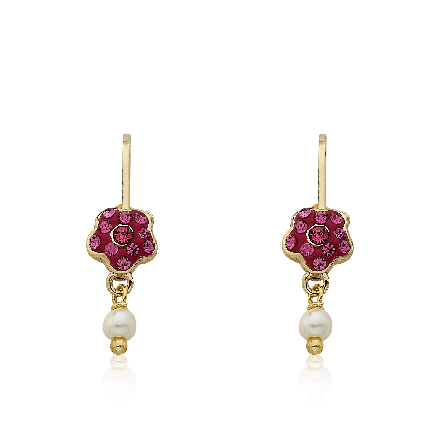 Crystal Flower & Pearl Dangle Earring