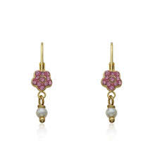 Crystal Flower & Pearl Dangle Earring