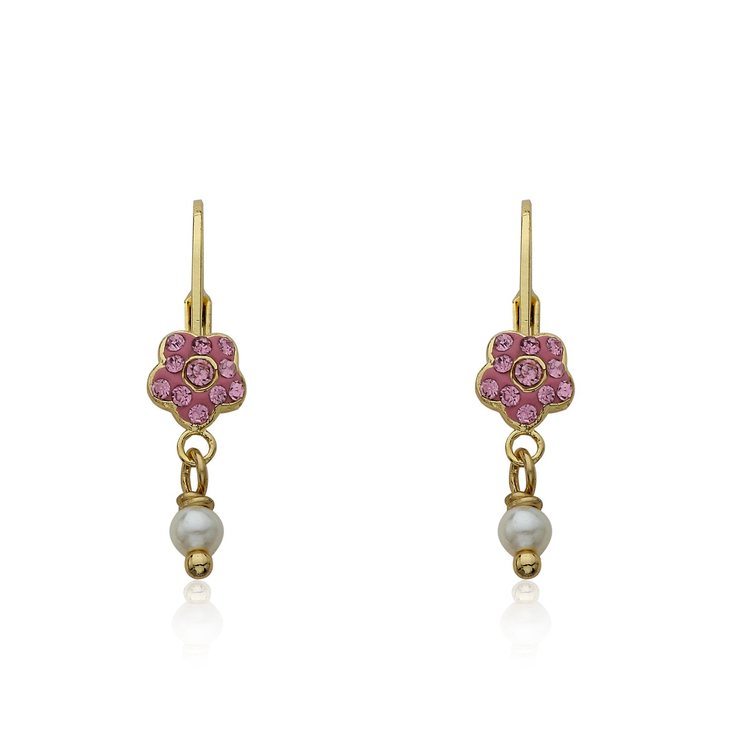 Crystal Flower & Pearl Dangle Earring