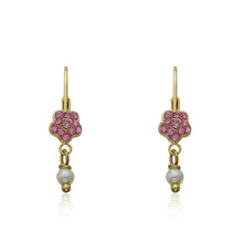 Crystal Flower & Pearl Dangle Earring