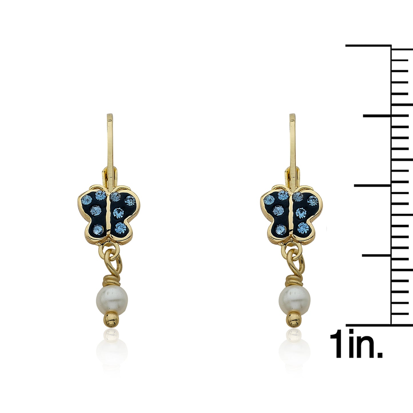 Crystal Butterfly & Pearl Dangle Earring