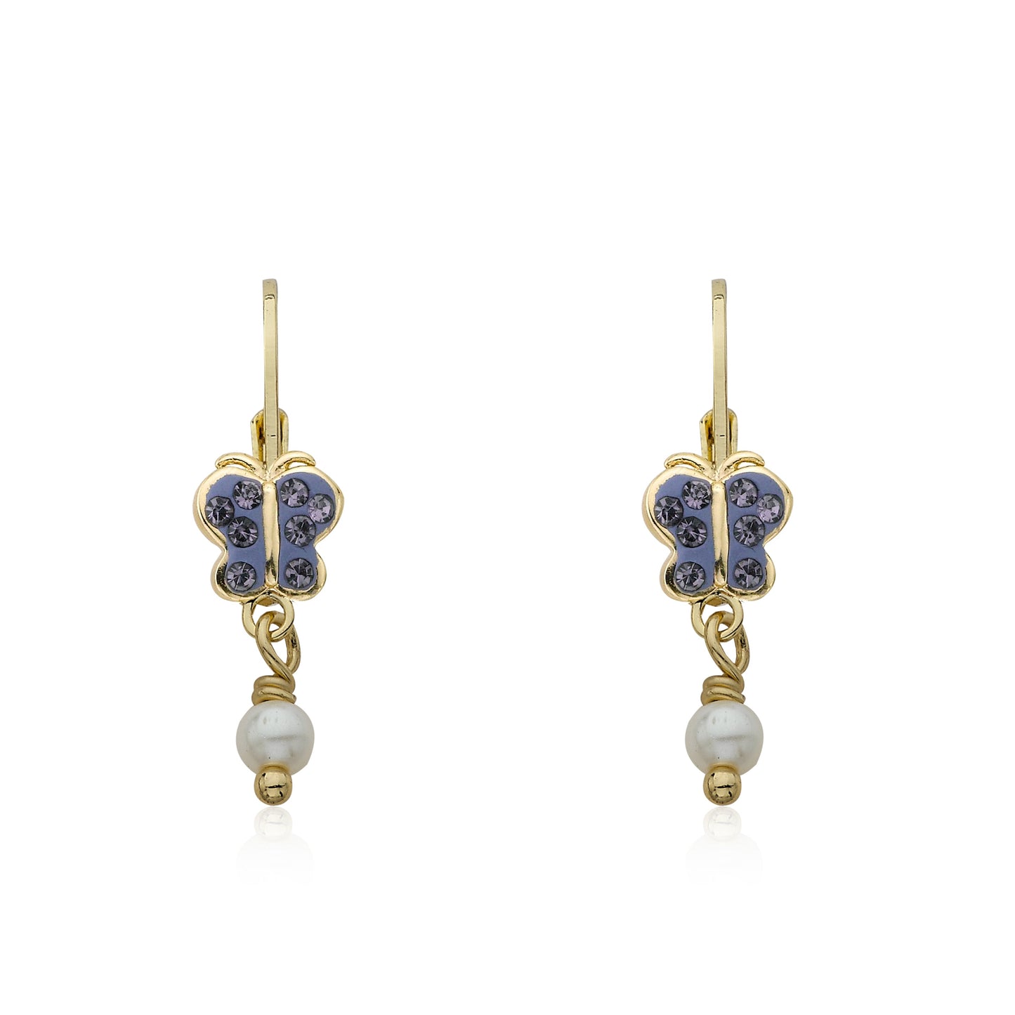 Crystal Butterfly & Pearl Dangle Earring