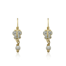 Crystal Butterfly & Pearl Dangle Earring