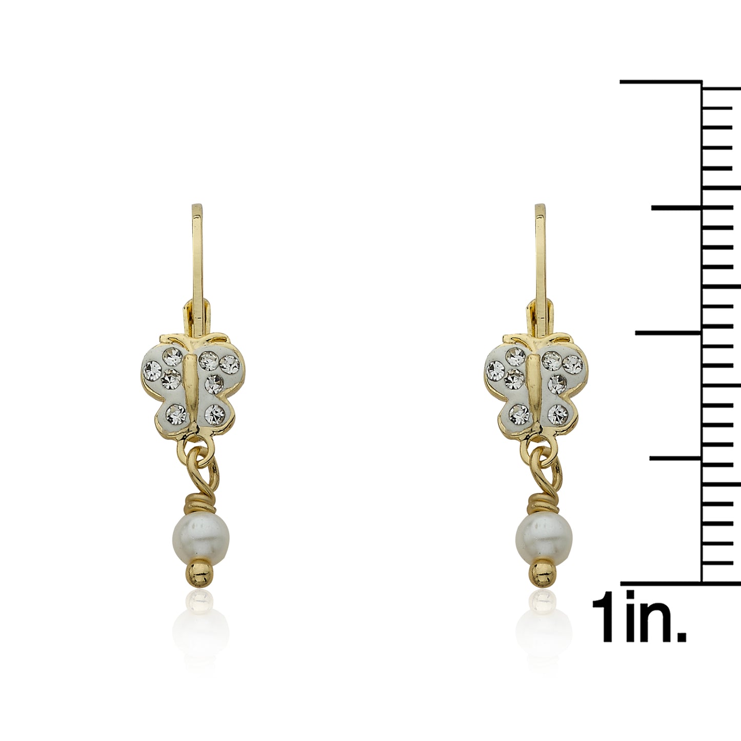 Crystal Butterfly & Pearl Dangle Earring