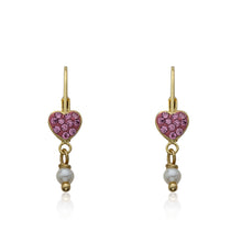 Crystal Heart & Pearl Dangle Earring