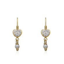 Crystal Heart & Pearl Dangle Earring