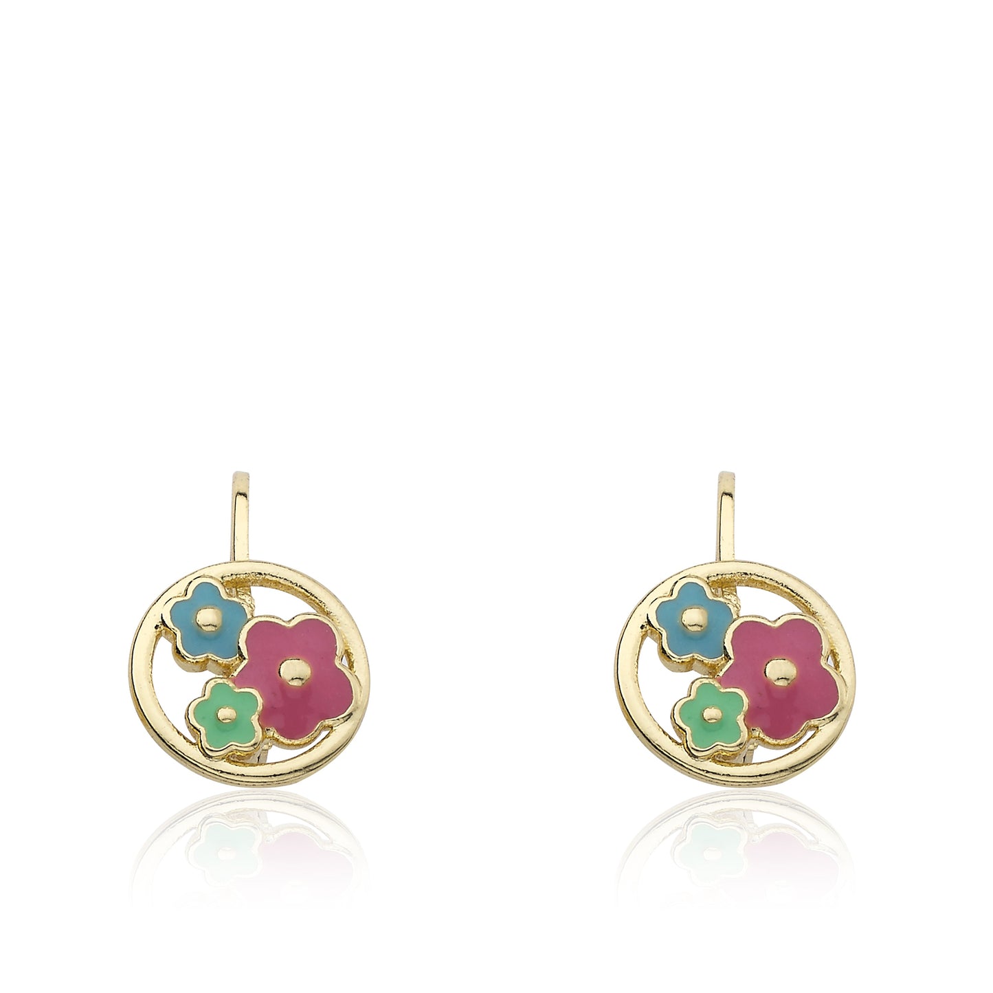 Enamel Flower Circle Earring