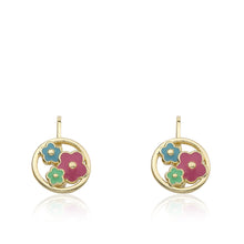 Enamel Flower Circle Earring