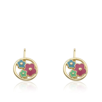 Enamel Flower Circle Earring