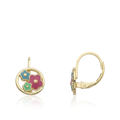 Enamel Flower Circle Earring