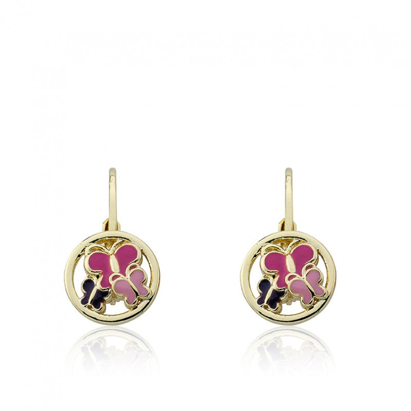 Enamel Butterfly Circle Earring