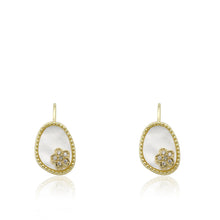 Mother Of Pearl Cz Flower Earring