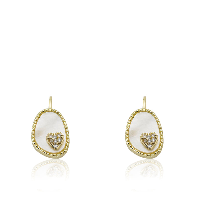 Mother Of Pearl Cz Heart Earring