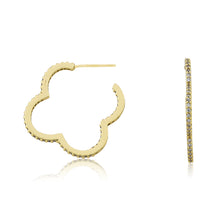 14K Gold Plated CZ Flower Hoop Earring