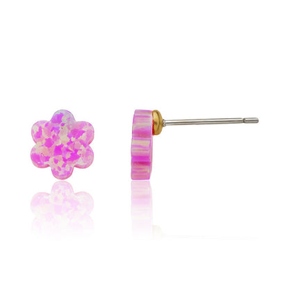 Opal Flower Stud Earring