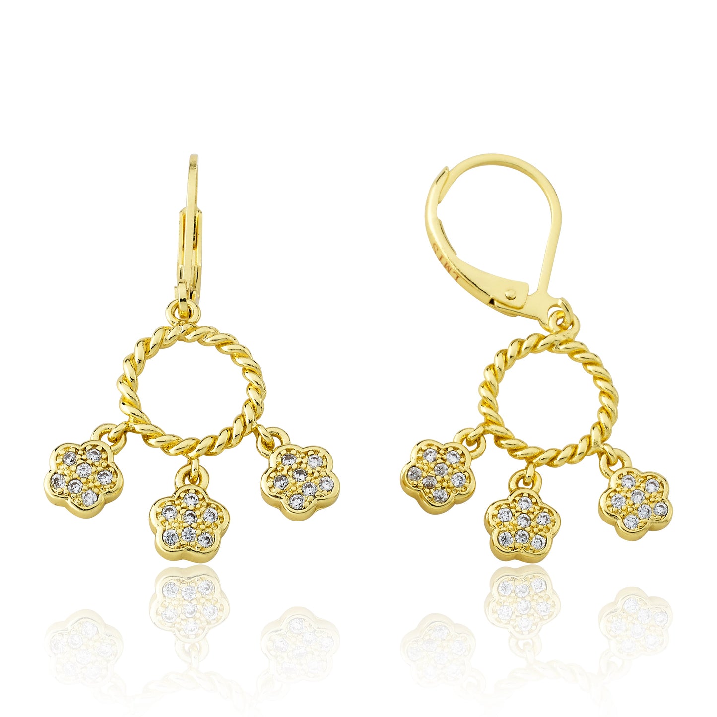 CZ Flower Dangle Earring