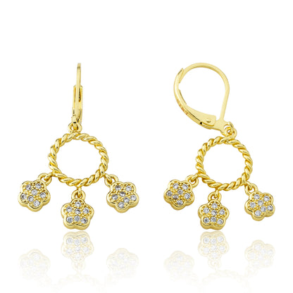 CZ Flower Dangle Earring