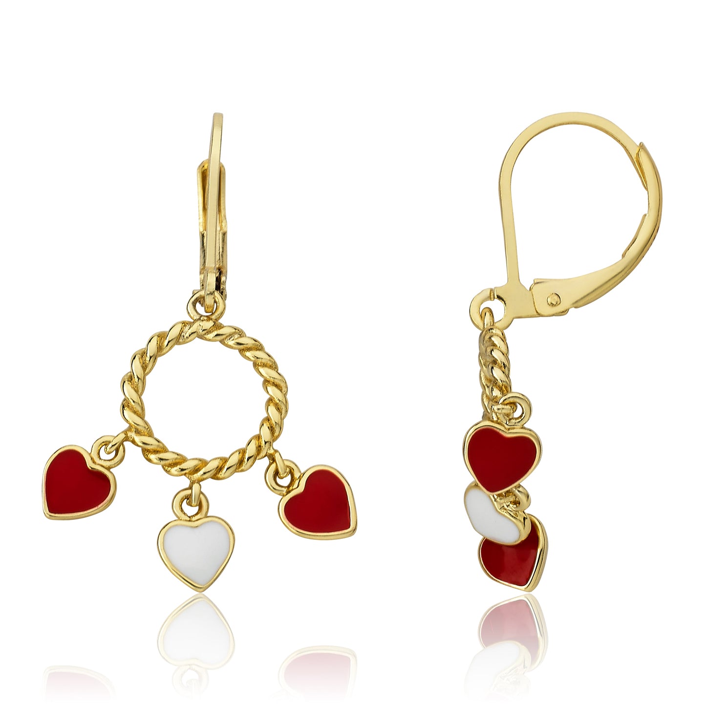 Enamel Hearts Dangle Earring