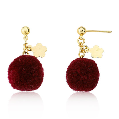 Mileez Pom Pom & Flower Earring