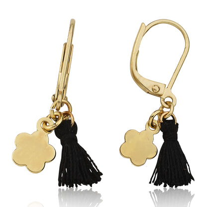 Mileez Mini Tassel & Flower Dangle Leverback Earring