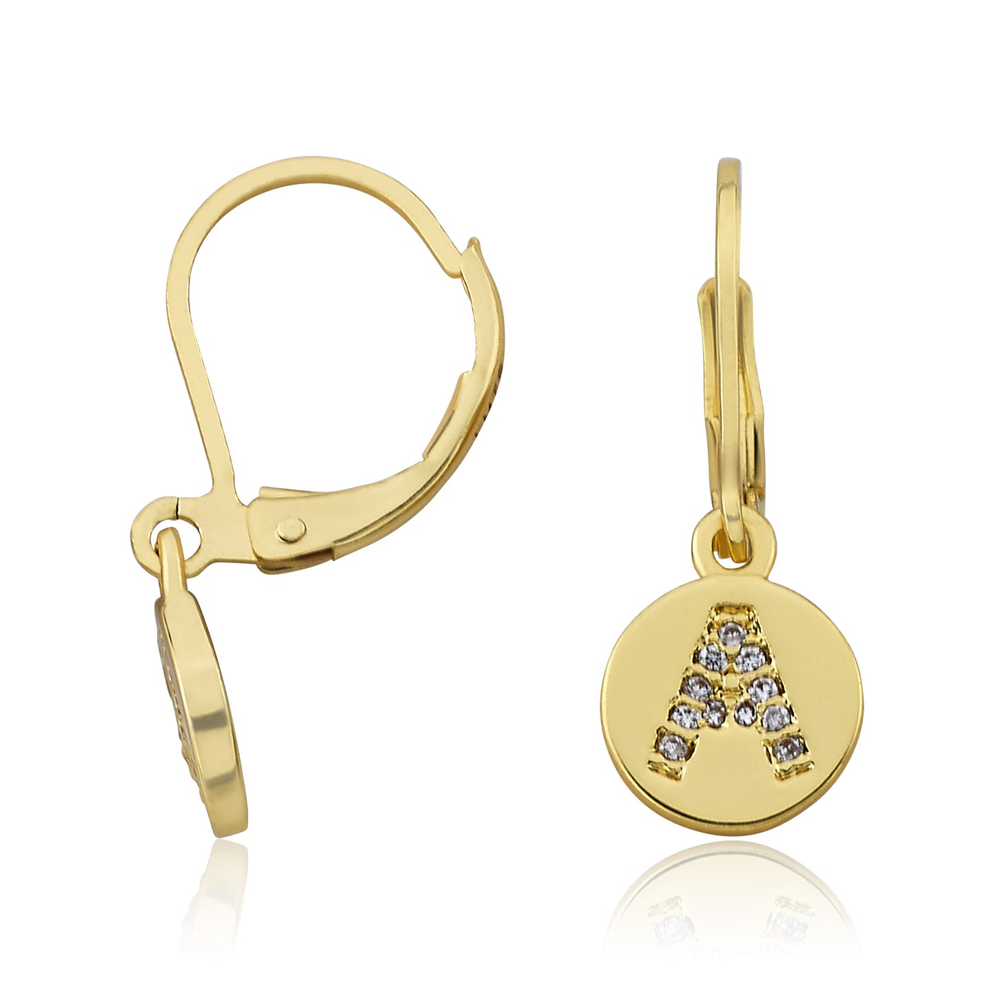 Classic! Initial Disc Leverback Earring