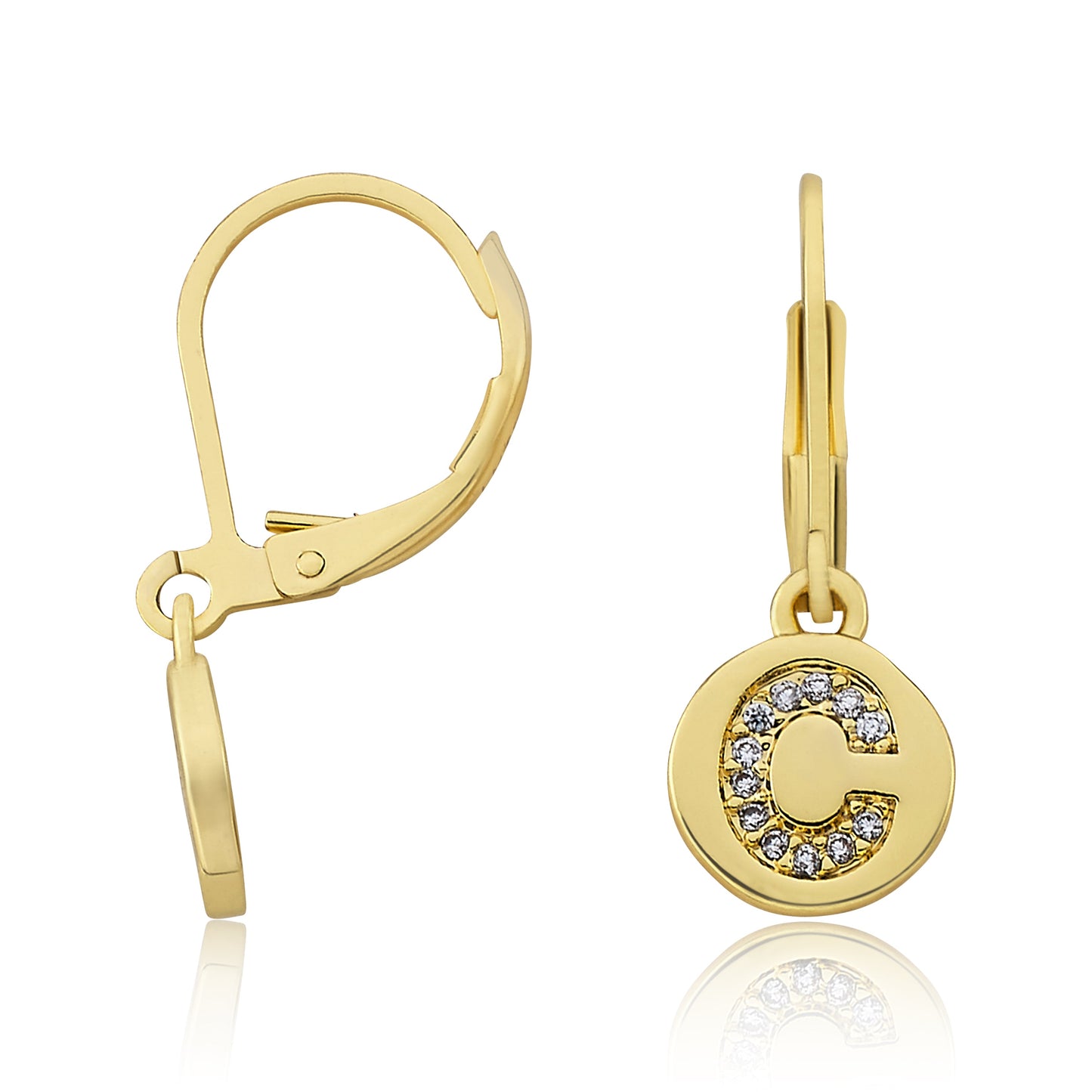 Classic! Initial Disc Leverback Earring