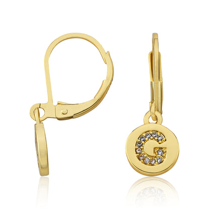 Classic! Initial Disc Leverback Earring