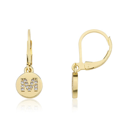 Classic! Initial Disc Leverback Earring