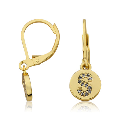 Classic! Initial Disc Leverback Earring