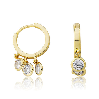 Cz Bezel Dangle Earring