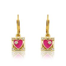 Enamel Heart Square Dangle Earring