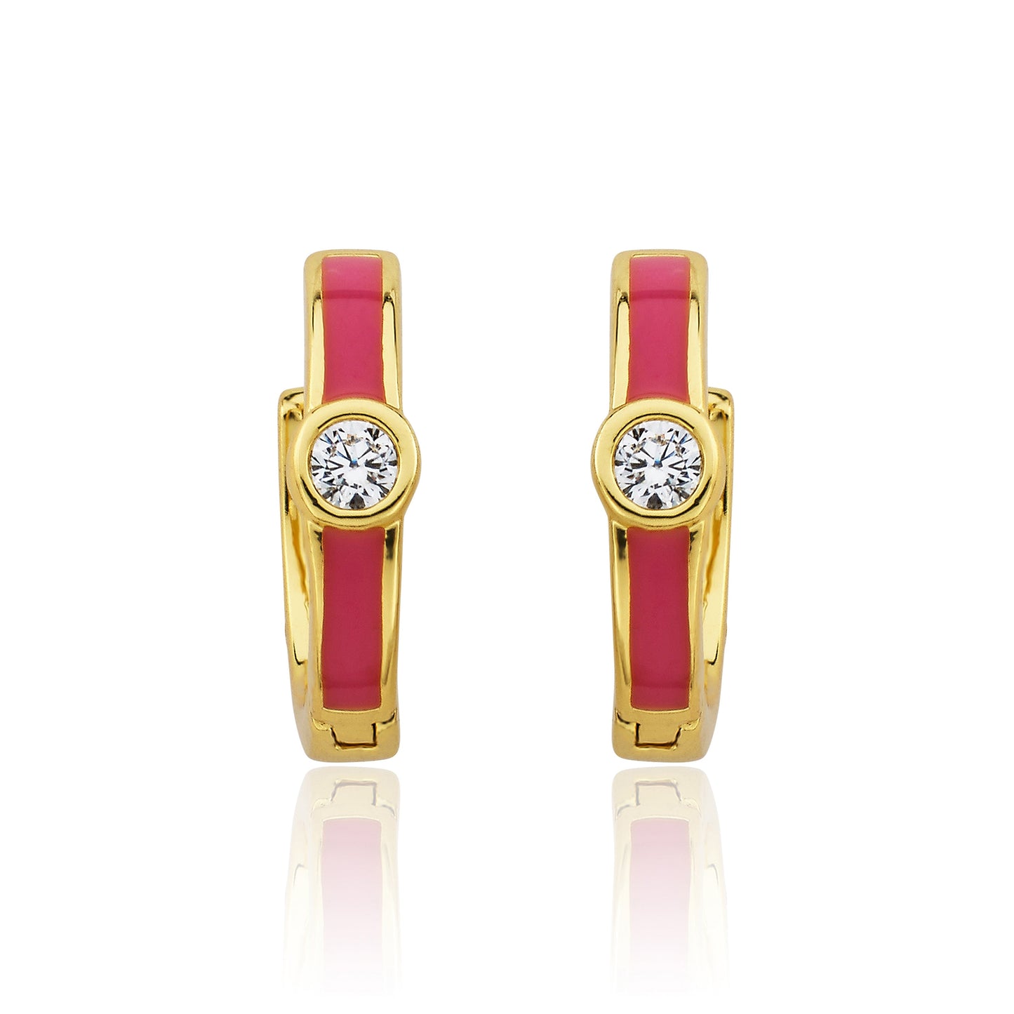 Cz Enamel Huggy Earring