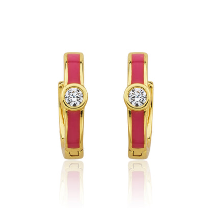 Cz Enamel Huggy Earring