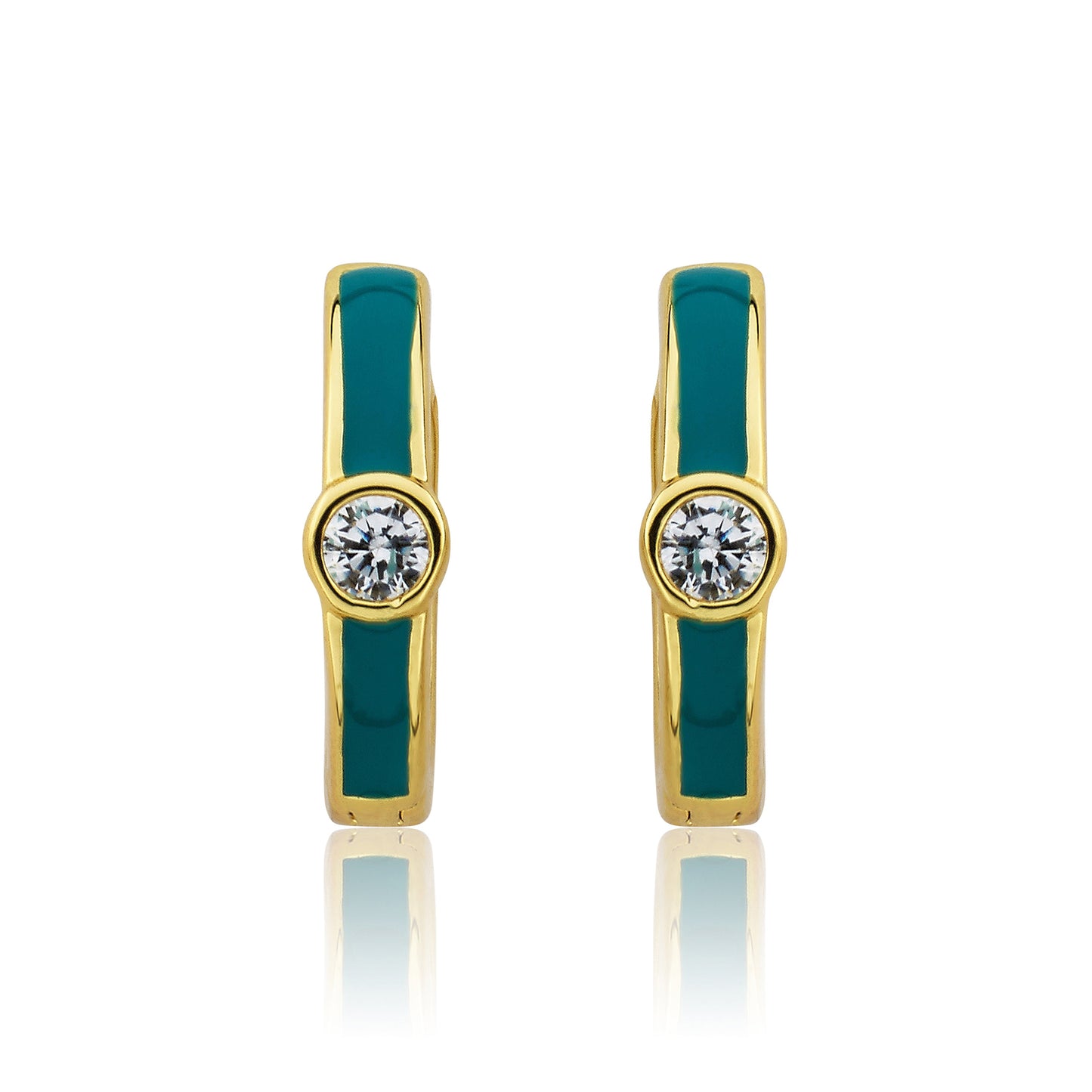 Cz Enamel Huggy Earring