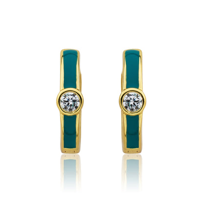 Cz Enamel Huggy Earring