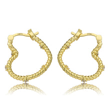 Medium Size Rope Heart Hoop Earring with CZ's