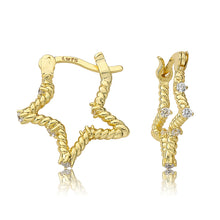 Small Rope Star Hoop Earring with CZ's