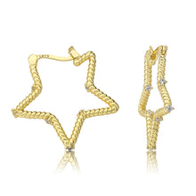 Large Rope Star Hoop Earring with CZ's