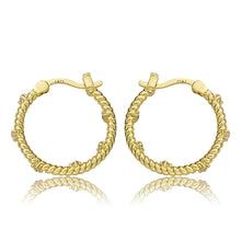 Medium Sized Rope Hoop Earring with CZ's