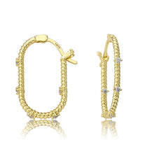 Rope Oval Hoop Earring with CZ's