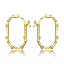 Rope Oval Hoop Earring with CZ's