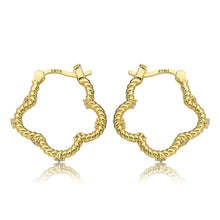 Medium Size Rope Flower Hoop Earring with CZ's