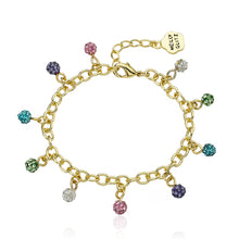 GLITZ BLITZ Crystal Ball Charm Bracelet (Tri-colors)